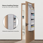 Univivi 5-Shelf Door Storage Over Door Hanging Organizer with 4 Large Pockets and 3 Small PVC Pockets Nursery Closet Cabinet Wall Mount Hanging Storage Organizers for Baby Nursery (Grey Pattern)