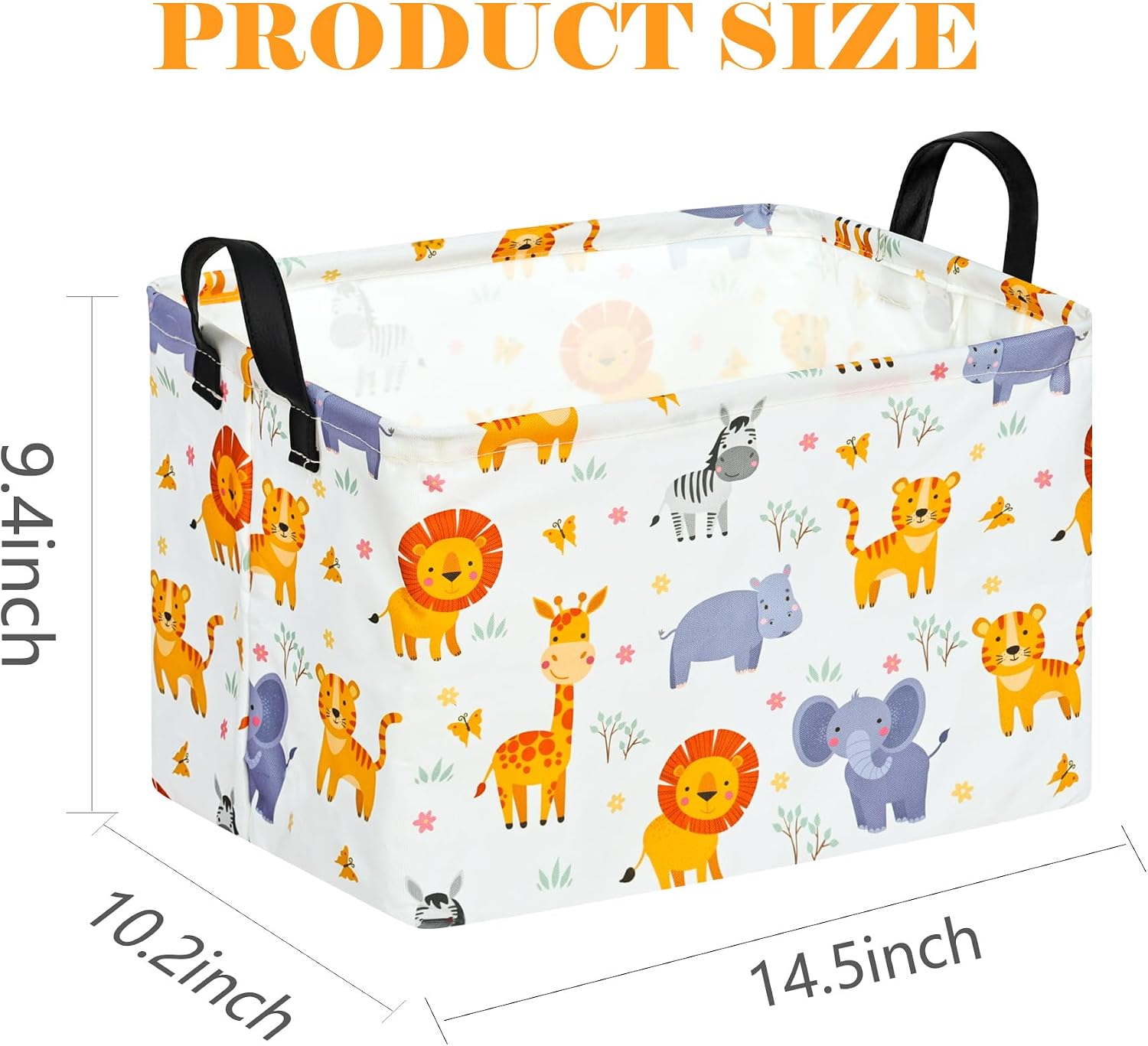 Rectangle Gift Storage Basket Home Shelf Storage Basket Organizer Box Clothes Laundry Hamper Nursery Basket Laundry Basket with Handles (Animal)