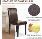 FDW Dining Chairs Set of 4,Dining Room Chairs,Side PU Cushion Chairs with Waterproof Surface and Wood Legs,for Kitchen Restaurant and Living Room,Leather Brown