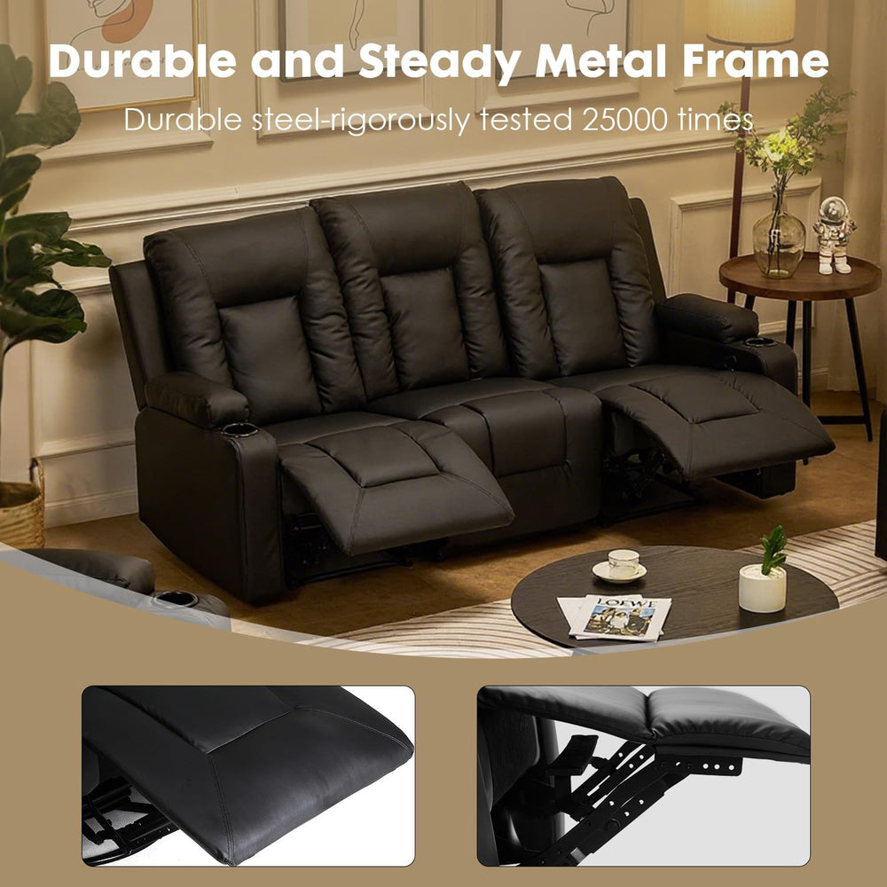 LUCKLIFE Faux Leather Recliner Sofa Set,Manual Living Room Furniture Sets | 3...