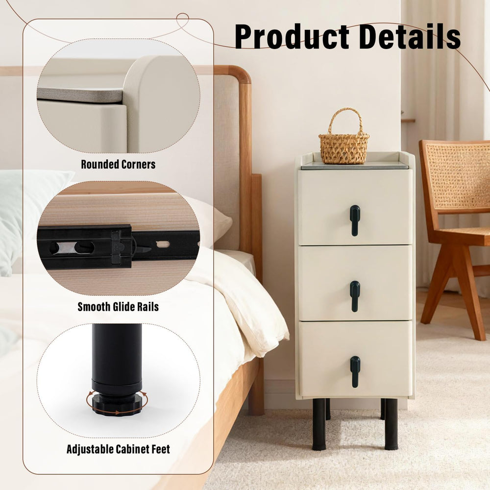 Homcosan Night Stand Small Size 9.84", Modern Minimalist Bedside Table w...
