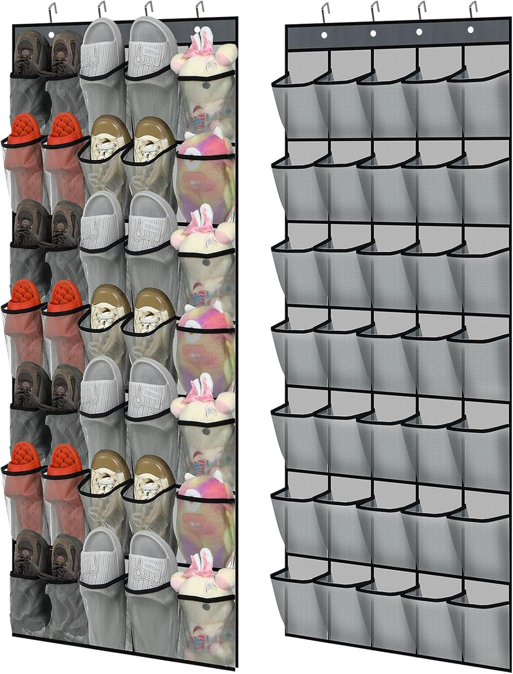 Windyun 2 Pcs 70 Large over The Door Shoe Organizer Hanging Shoe Rack for Closet Holder Gray Mesh Pockets Back to School Behind Door Hanger Storage Nonslip for Home Room School Dorm, Each 35 Pockets