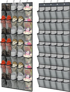 Windyun 2 Pcs 70 Large over The Door Shoe Organizer Hanging Shoe Rack for Closet Holder Gray Mesh Pockets Back to School Behind Door Hanger Storage Nonslip for Home Room School Dorm, Each 35 Pockets