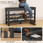 Shoe Rack Bench Seat Rubberwood 3-Tier Wooden Storage Bench 550lbs Compact Mid-Century Modern Design for Entryway, Hallway, Closet, Front Door Entrance, Foyer