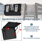 Bedside Storage Organizer with Power Strip Holder and Adjustable Straps Bed Hanging Bag for Home Bunk Bed Dorm Sofa (Black)