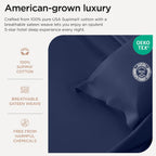 Threadmill Twin Sheet Set |656 Thread Count 100% Supima Cotton Sheets for Twin Mattress |Solid Sateen Twin Bed Sheets Set | 16” Deep Pocket | Soft Breathable 3-Piece Cooling Sheet Set | Folkstone Blue