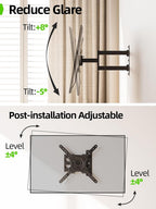 USX Mount TV Wall Mount for Most 26-60 Inch TVs up to 77 lbs, Full Motion Wall Mount TV Bracket with Swivel Tilt Single Stud Design for Corner, Max VESA 400x400mm fit Most 32 40 42 43 50 55 60 TVs