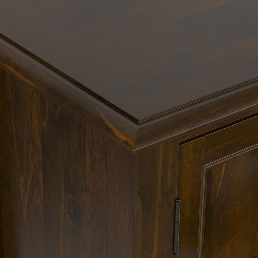 SIMPLIHOME Burlington 30" Wide Solid Wood Cabinet in Mahogany Brown