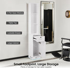 BarberPub Locking Wall Mount Hair Styling Barber Station Drawer Storage Beauty Salon Spa Equipment 3036-1 (White(Handle Left))