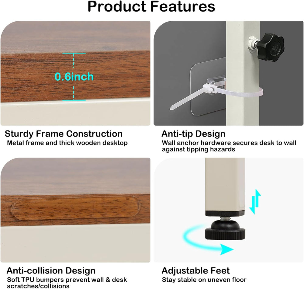 Narrow Console Table, 78.8" Sofa Table Adjustable Height Behind Couch Table
