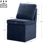 VKNOW Upholstered Dining Chairs, Modern Kitchen Chairs with Storage, Linen Armchair Dining Room Chairs for Kitchen Room, Navy Blue