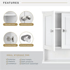 MCS 23x18 White Medicine Cabinet Organizer, Wall Mounted 2-Door Bathroom Cabinet for Over-The-Toilet Storage, Bathroom Furniture & Restroom Organizer