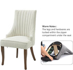 mikibama Boucle Dining Chairs Set of 6 Channel Tufted Kitchen Dinner Chair Comfy Teddy Fabric Upholstered Accent Chair for Dining Room with Solid Wood Legs (Off White 6pc)