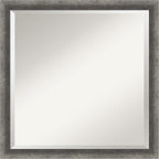 Amanti Art Grey Wall Mirror 22x22 Burnished Concrete Narrow Square Bathroom Mirror for Wall Decor Living Room, Medium Modern Contemporary Wood Frame, Hangs Horizonally and Vertically, Bathroom Decor