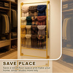 Hijab Organizer, 10 Tier Metal Scarf Holder Organizer, Freestanding Scarf Shawl Display Stand Belt Holder for Boutique, Retail Store, Bedroom, Clothing Store(Gold,47.2" X 23.6" X 4")