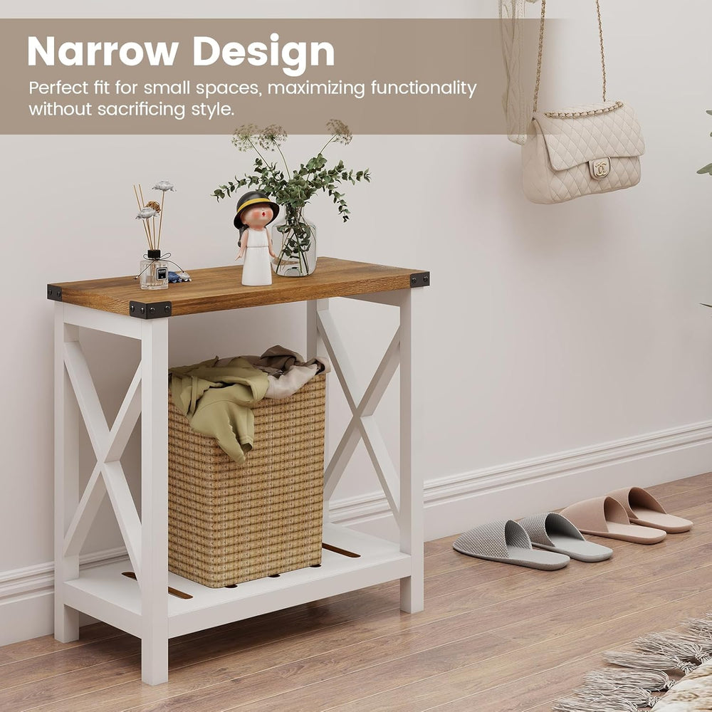 Hadulcet Farmhouse End Tables Living Room Set of 2, Narrow Side Table with Ch...