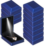 Landical 10 Pcs Pendant Necklace Box with LED Light Velvet Necklace Case for Pendant Bracelet Ring Earring, Jewelry Storage(Blue)