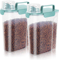 5-7Lbs Dog Cat Food Storage Container with Upgraded Large Nozzle BPA-free, 4 Snap Seals Plastic Pet Food Storage Containers with Handles (Elegant Blue, 5L-2pack)