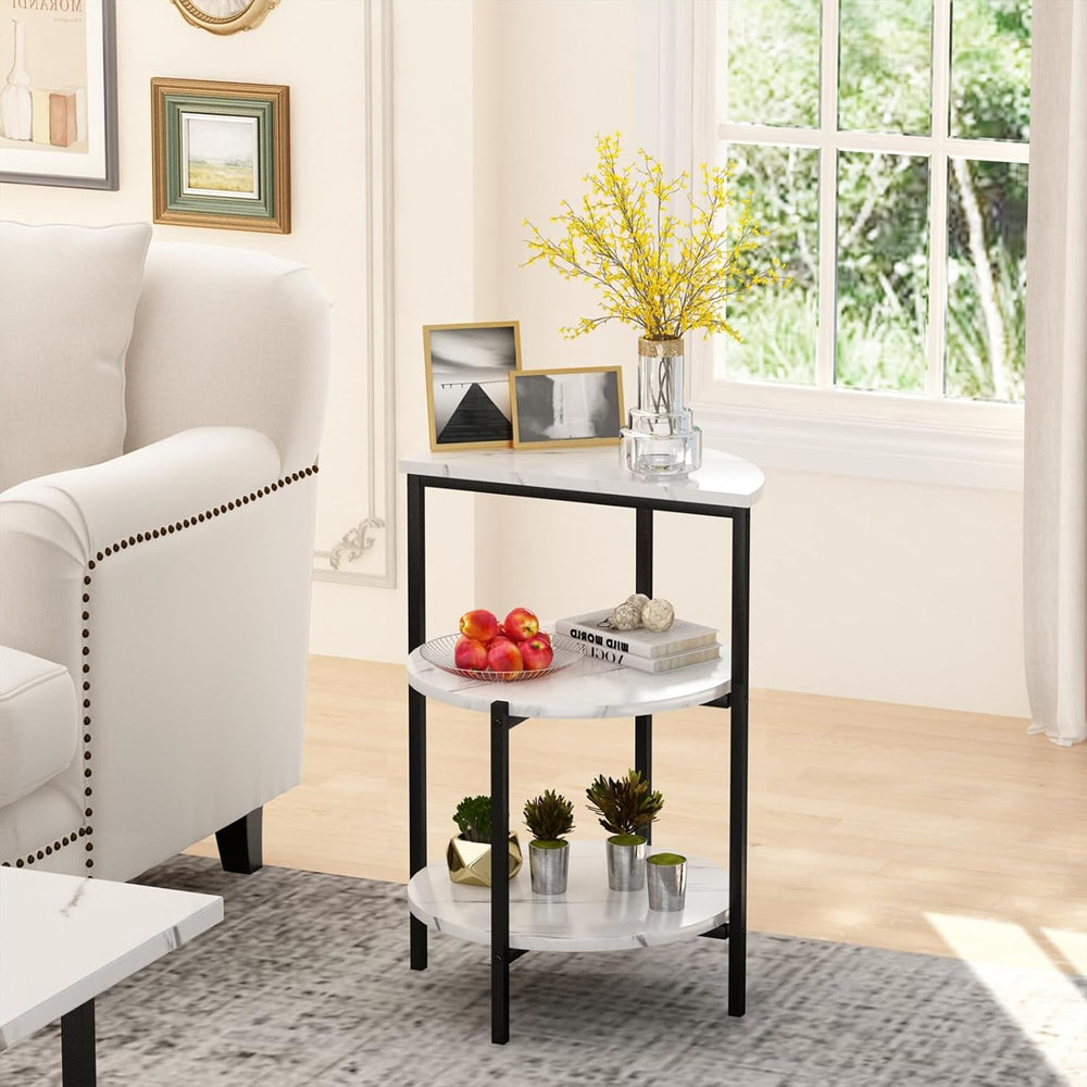 Lamerge Coffee Table Set of 3,Rectangle Coffee Table&2 Accent Table,Faux ...