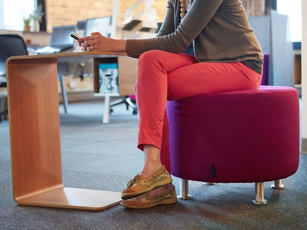 Steelcase Turnstone Alight Lounge Round Ottoman: Brushed Aluminum Legs