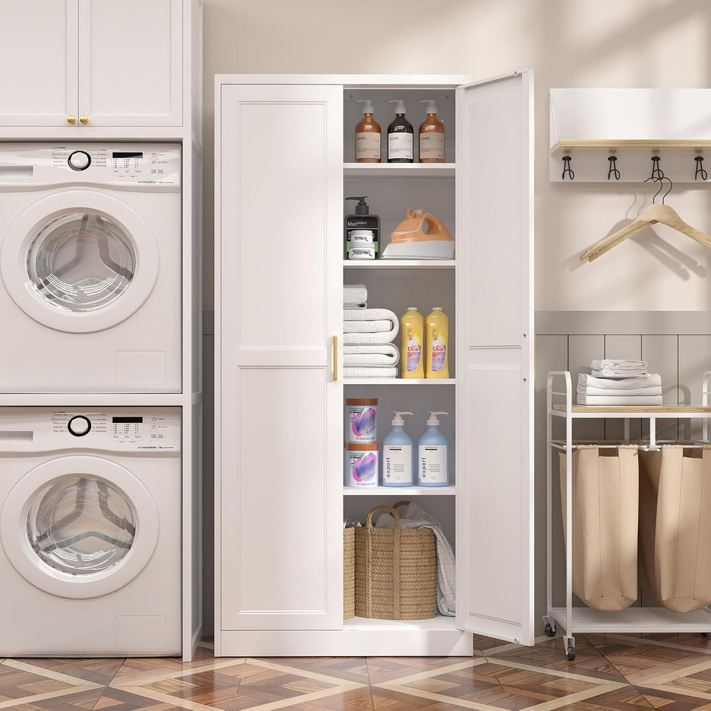 Steeloong 71"Metal Pantry Storage Cabinet with Doors & 4 Adjustable ...