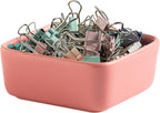 Ceramic Paper Clip Holder for Desk Cute Binder Holder Paperclip Holders for Office Paper Clips Dispenser Organizer desk décor (pink)