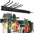 48 Inches Garage Organization,Wall Mount Garden Tool Organizer, 660lbs Adjustable Heavy Duty Metal Hanging Hooks, Garden Tool Hangers Storage Rack for Garage, Yard, and Shed (3 Racks, 9 Hooks)