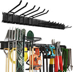 48 Inches Garage Organization,Wall Mount Garden Tool Organizer, 660lbs Adjustable Heavy Duty Metal Hanging Hooks, Garden Tool Hangers Storage Rack for Garage, Yard, and Shed (3 Racks, 9 Hooks)