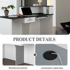 L Shape Reception Desk with Counter, Lockable Drawer, Keyboard Tray, and Double-Layer Storage for Salon, Office, or Clinic (White+Black/Right, 71" L*24" W*39" H)