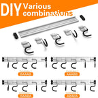 34.5'' Aluminum Alloy Garden Tool Organizer Wall Mount Garage Organizers and Storage with Hooks Tool Hangers for Shed Hooks for Shovel, Rake, Broom & More