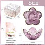 Purple Flower Jewelry Dish Glass Ring Holder Dish Jewelry Tray Cute Vanity Organizer Aesthetic Nightstand Bathroom Room Decor Trinket Dish Mothers Day Friendship Christmas Birthday Gifts for Women