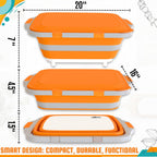 MAYALEAD BBQ Prep Tub with 2 Pcs Meat Shredder Claws, Collapsible Cutting Board, Cutting Board with Locking Lids, Drip Easy BBQ Prep Tub with lid-XL Size (Orange)