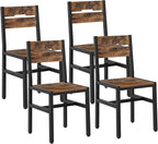 Dining Chairs Set of 4, Rustic Wooden Kitchen Chairs with Backrests and Metal Frame, Modern Farmhouse Dinner Chairs for Kitchen, Easy Assembly, Living Room, Dining Room, Rustic Brown and Black