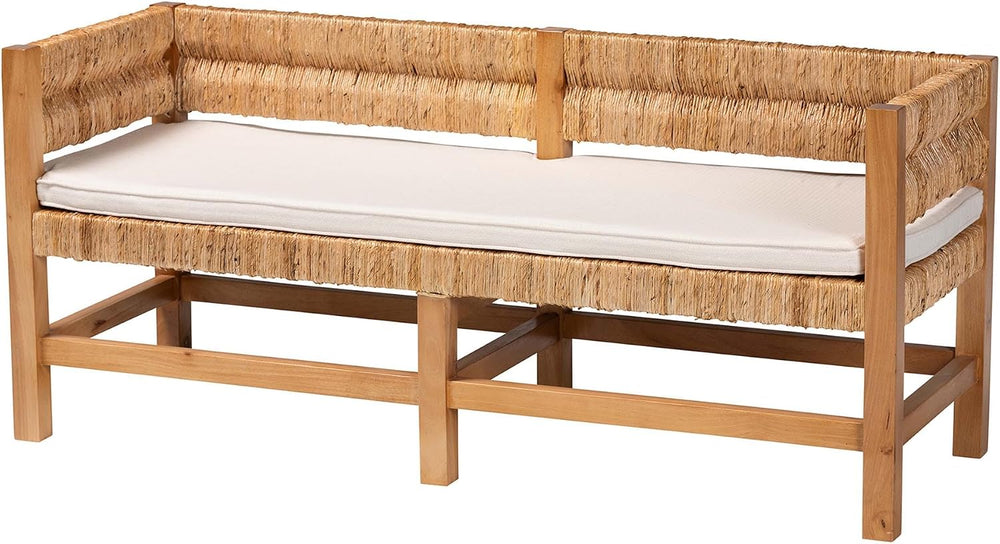 Bali & pari Ismael Accent Bench - Handwoven Seagrass Accent Seating with ...