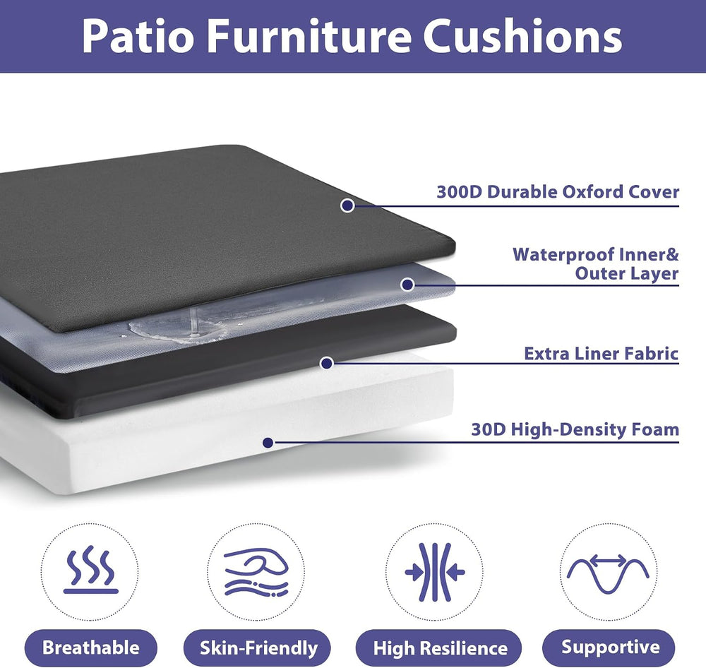 IPYNBAP Outdoor Chair Cushions Set of 4 -Waterproof Outdoor Seat Cushions for...