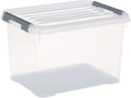 Curver Storage Box Handy Plus with lid 20L in Transparent/Silver, 40 x 29 x 25 cm