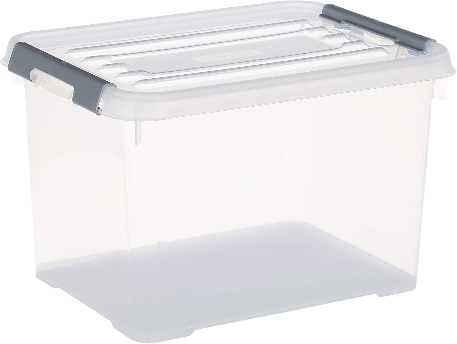 Curver Storage Box Handy Plus with lid 20L in Transparent/Silver, 40 x 29 x 25 cm