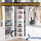 SpaceAid 6 Tier Rotating Shoe Rack Tower, Spinning Shoe Display Lazy Susan, Revolving 360 Shoe Rack Storage Round Carousel, Vertical Handbag Rotate Shoes Closet Organization (6-Tier White)