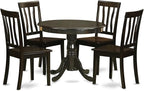 East West Furniture ANTI5-CAP-W 5 Piece Dinette Set for 4 Includes a Round Kitchen Table with Pedestal and 4 Dining Chairs, 36x36 Inch, Cappuccino