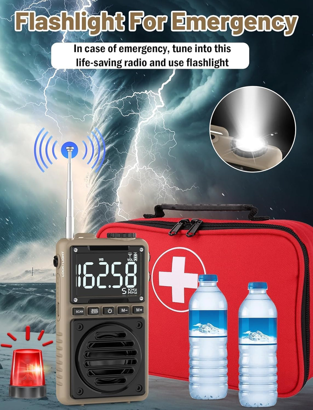 Digital AM FM Weather Band Radio 850mAh Rechargeable Battery