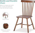 Walnut Solid Wood Windsor Dining Chairs Set of 2 with Spindle Back (Windsor-2 Walnut)