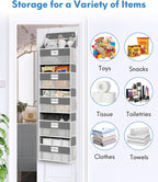 Over The Door Organizer Hanging, 2 Pack 5 Shelf Behind The Doors Storage, Pantry Door Organizer, Closet Organizers for Bedroom and Nursery (Dark Grey)