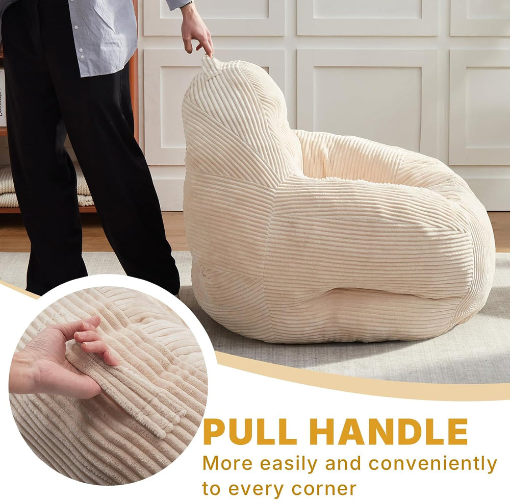 EBENCHICO Corduroy Bean Bag Chair for Adults Teens Large Beanbag Sofa | With ...