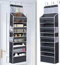Over The Door Organizer 6 Tier with 12 Pockets & Reinforced Hooks - 59" Hanging Storage Organizer for Bathroom, Nursery, Pantry & Laundry (Deep Grey)