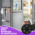 Magnetic Broom Holder Wall Mount - Heavy Duty Non-Slip Mop Hanger with 4 Hooks And 5 Rack, No Drill Tool Organizer for Refrigerator,Garage,Laundry Room (Black, 3Racks 4Hooks)
