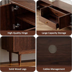 Mid Century Modern TV Stand for 100 inch TV, 94.5" Walnut TV Console with 2 Cabinet & 2 Drawers, Entertainment Center, Media Console for Living Room/Bedroom
