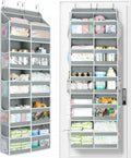 Yecaye 5-Tier Over The Door Organizer Dual-Column, 80lbs Load Over the Door Storage of 10 Compartments, Heavy Duty Door Organizer Hanging for Bedroom Closet Nursery Bathroom Pantry, Gray, 2 Pack