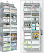 Yecaye 5-Tier Over The Door Organizer Dual-Column, 80lbs Load Over the Door Storage of 10 Compartments, Heavy Duty Door Organizer Hanging for Bedroom Closet Nursery Bathroom Pantry, Gray, 2 Pack
