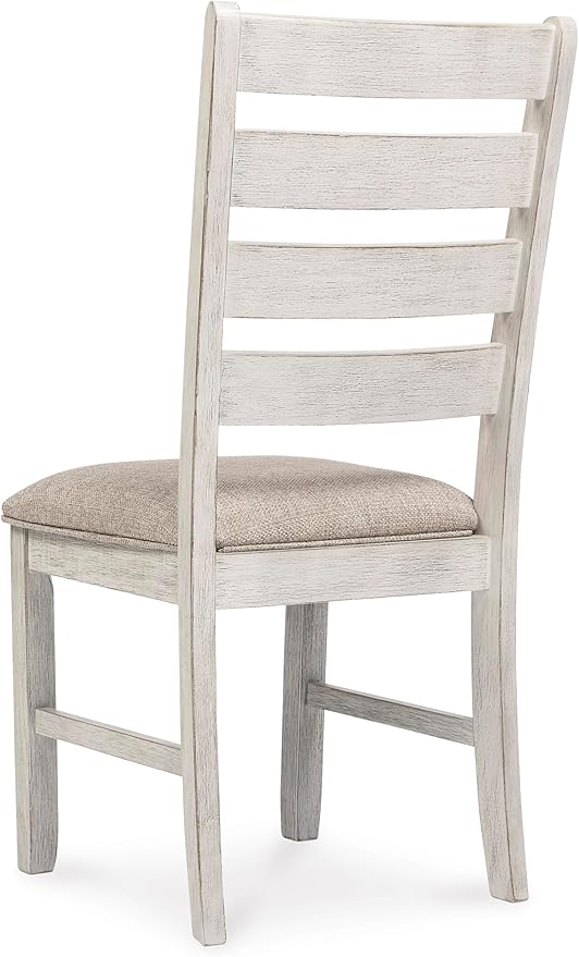 Signature Design by Ashley Skempton Modern Farmhouse Dining Room Chair, 2 Count, Ladderback Design, Wood, 17.75" W x 21.5" D x 38.63" H, White and Light Brown