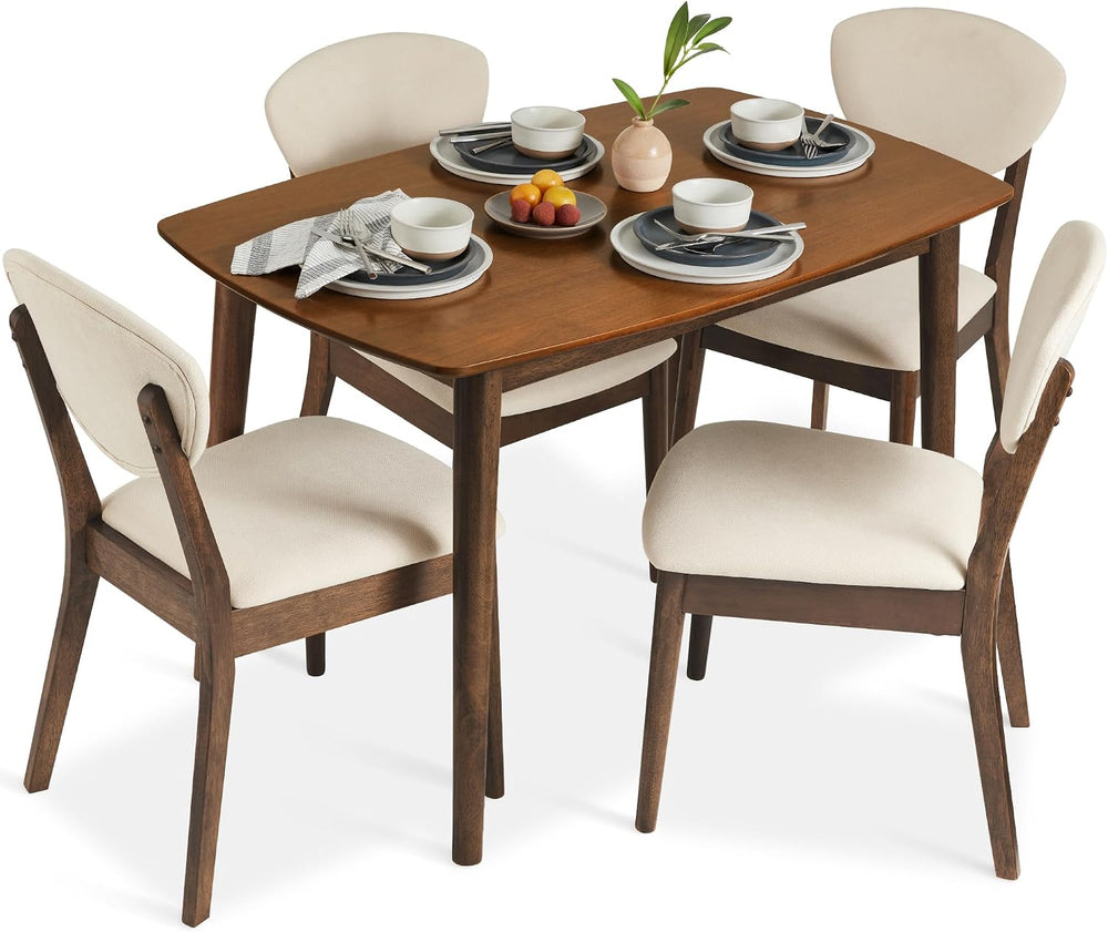 Best Choice Products 5-Piece Dining Set, Compact Mid-Century Modern Table &am...